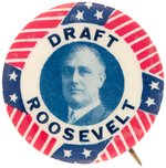 "DRAFT ROOSEVELT" RARE BLUETONE PORTRAIT BUTTON HAKE #50.