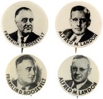 FOUR ROOSEVELT AND LANDON PORTRAIT BUTTONS.