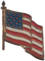 CAPT. MIDNIGHT 1941 AMERICAN FLAG LOYALTY PIN WITH RARE "PLEDGE" PAPER.