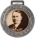 "JAMES M. COX" SEPIA TONED REAL PHOTO PORTRAIT WATCH FOB.