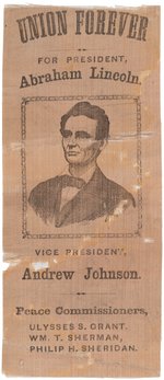 LINCOLN 1864 "PEACE COMMISSIONERS" PORTRAIT RIBBON.