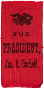 PAIR OF GARFIELD RIBBONS INCLUDING "EMPLOYEES OF W. C. WARING, BELKNAP & CO."