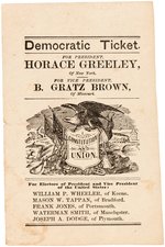 GREELEY/BROWN "CONSTITUTION AND UNION" SCARCE NEW HAMPSHIRE BALLOT.