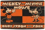 "MICKEY AND MINNIE MOUSE BABY SPOON AND FORK" BOXED SET.