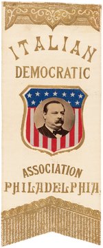 CLEVELAND "ITALIAN DEMOCRATIC ASSOCIATION PHILADELPHIA" PORTRAIT RIBBON.