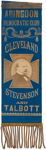 RARE "CLEVELAND, STEVENSON AND TALBOTT" MARYLAND COATTAIL RIBBON.