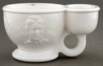 UNUSUAL JAMES AND LUCRETIA GARFIELD MILK GLASS SHAVING MUG.