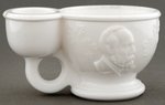 UNUSUAL JAMES AND LUCRETIA GARFIELD MILK GLASS SHAVING MUG.