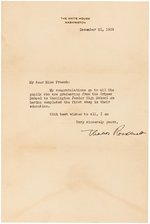 ELEANOR ROOSEVELT SIGNED 1939 LETTER ON WHITE HOUSE STATIONERY.