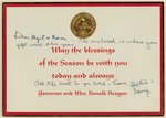 "DUTCH & NANCY" REAGAN INSCRIBED AND SIGNED 1968 CALIFORNIA GOVERNOR CHRISTMAS CARD.