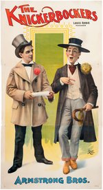 "THE KNICKERBOCKERS" ARMSTRONG BROS. LINEN-MOUNTED THREE-SHEET THEATER POSTER.