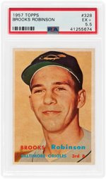 1957 TOPPS BROOKS ROBINSON #328 ROOKIE CARD PSA EX+ 5.5.