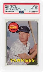 1969 TOPPS MICKEY MANTLE LAST NAME IN YELLOW #500 PSA VG-EX 4.