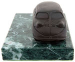 STOUT SCARAB AUTOMOBILE CAST BRONZE/MARBLE PROMOTIONAL PAPERWEIGHT.