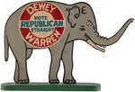 DEWEY/WARREN/GREEN 1940 ILLINOIS COATTAIL DIECUT ELEPHANT DISPLAY PIECE.