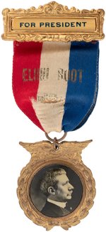 ELIHU ROOT "FOR PRESIDENT" 1916 HOPEFUL RIBBON BADGE WITH REAL PHOTO CELLO.