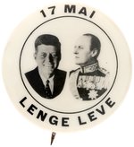 KENNEDY AND KING OF NORWAY OLAV V JUGATE BUTTON.