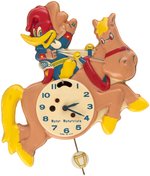 "WOODY WOODPECKER PENDULUM ACTION WALL CLOCK."