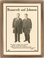 "ROOSEVELT AND JOHNSON" 1912 PROGRESSIVE PARTY STANDING JUGATE POSTER.