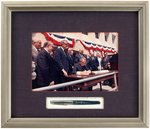 LYNDON JOHNSON HOUSING AND URBAN DEVELOPMENT ACT OF 1968 BILL SIGNING PEN IN FRAMED DISPLAY.