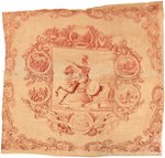 "WILLIAM HENRY HARRISON" TEXTILE FEATURING A DRAMATIC PORTRAIT OF THE GEN. ON HORSEBACK.