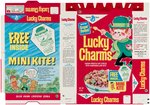 GENERAL MILLS "LUCKY CHARMS" FILE COPY CEREAL BOX FLAT WITH "MINI KITE" OFFER.