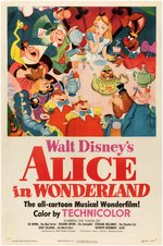 "ALICE IN WONDERLAND" LINEN-MOUNTED ONE SHEET MOVIE POSTER.