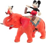 MICKEY AND MINNIE RIDING ELEPHANT LARGE CELLULOID WIND-UP.