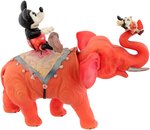 MICKEY AND MINNIE RIDING ELEPHANT LARGE CELLULOID WIND-UP.