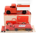 TOOTSIETOY "MOBIL" TANKER TRUCK ON CARD & BOXED "U-HAUL" MOVING TRUCK.