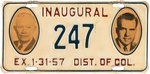 IKE/NIXON JUGATE 1957 INAUGURAL LICENSE PLATE.