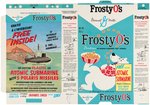 GENERAL MILLS "FROSTY O's" FILE COPY CEREAL BOX FLAT WITH ATOMIC SUBMARINE OFFER.