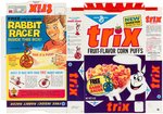 GENERAL MILLS "TRIX" FILE COPY CEREAL BOX FLAT WITH "RABBIT RACER" OFFER.