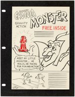 GENERAL MILLS "COUNT CHOCULA GRAVITY ACTION MONSTER" CEREAL BOX BACK PREMIUM PROTOTYPE ORIGINAL ART.