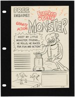 GENERAL MILLS "FRANKEN BERRY GRAVITY ACTION MONSTER" CEREAL BOX BACK PREMIUM PROTOTYPE ORIGINAL ART.