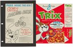 GENERAL MILLS "TRIX RACING BIKE" CEREAL BOX BACK PREMIUM PROTOTYPE ORIGINAL ART.