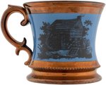 RARE WILLIAM HENRY HARRISON BLUE COPPER LUSTER MUG.