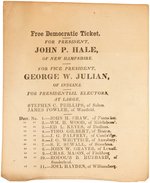 RARE JOHN P. HALE 1852 ANTI-SLAVERY THIRD PARTY MASSACHUSETTS ELECTORAL BALLOT.