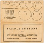 ROOSEVELT/WALLACE "SAMPLE BUTTONS FROM ST. LOUIS BUTTON COMPANY" CARD.