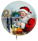 FANTASTIC COLOR W&H 1930s SANTA WITH DOLL.