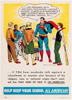 SUPERMAN "HELP KEEP YOUR SCHOOL ALL AMERICAN!" RARE POSTER.