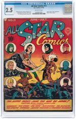 "ALL STAR COMICS" #11 JUNE/JULY 1942 CGC 2.5 GOOD+.