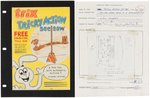 GENERAL MILLS "TRIX TRICKY ACTION SEE SAW" CEREAL BOX BACK PREMIUM PROTOTYPE ORIGINAL ART.