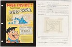 POST "FLINTSTONE DINO-CRANE" CEREAL BOX BACK PREMIUM PROTOTYPE ORIGINAL ART.