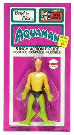 "AQUAMAN BEND 'N FLEX" MEGO FIGURE ON KRESGE CARD.