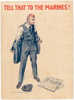 WORLD WAR I "TELL THAT TO THE MARINES!" JAMES MONTGOMERY FLAGG LINEN-MOUNTED POSTER.