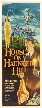 "HOUSE ON HAUNTED HILL" VINCENT PRICE INSERT MOVIE POSTER.