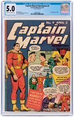 "CAPTAIN MARVEL ADVENTURES" #9 APRIL 1942 CGC 5.0 VG/FINE.