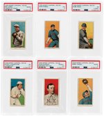 1909-11 T206 SWEET CAPORAL 150/25 BASEBALL LOT OF SIX PSA GRADED.