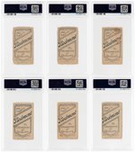 1909-11 T206 PIEDMONT 350 BASEBALL LOT OF SIX HOF PSA GRADED.